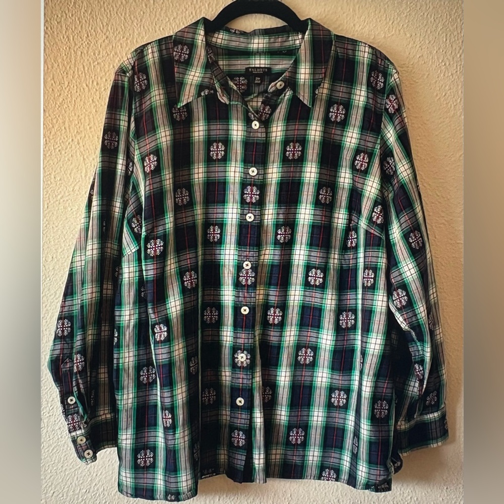 Talbots Green and Black Plaid Men's Shirt